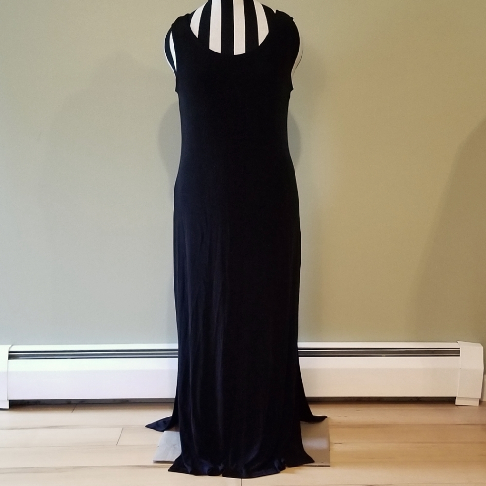 90s VINTAGE BLACK MAXI TANK DRESS WITH SLITS